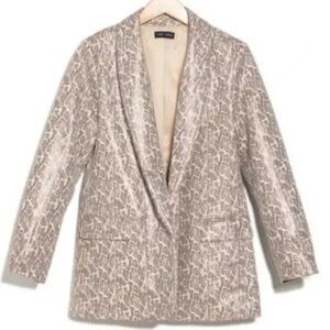 NWT Love Token Neutral Snake Animal Print Faux Leather Blazer Size: Small